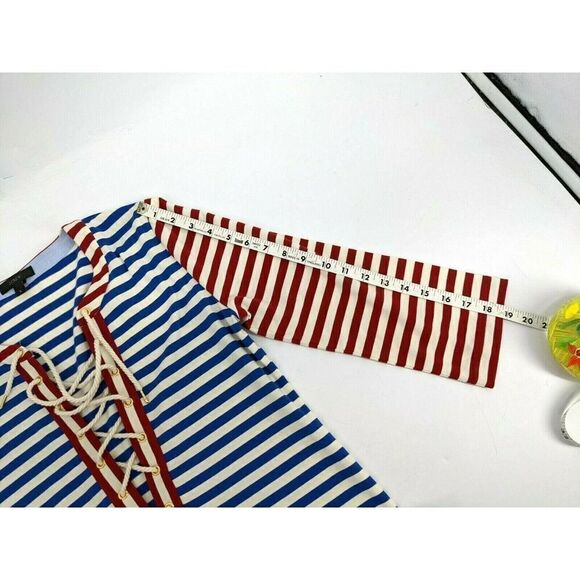 J. Crew Nautical Long Dress Striped Lace Up Sammie Baltic - Picture 11 of 13